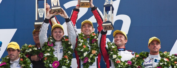 Technojobs celebrate victory for sponsored race car in Le Mans 24 Hour Race